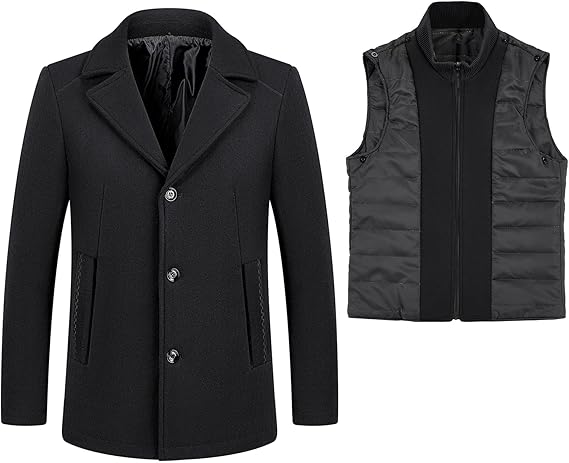 Men’s Solid Color Wool Blend Coat