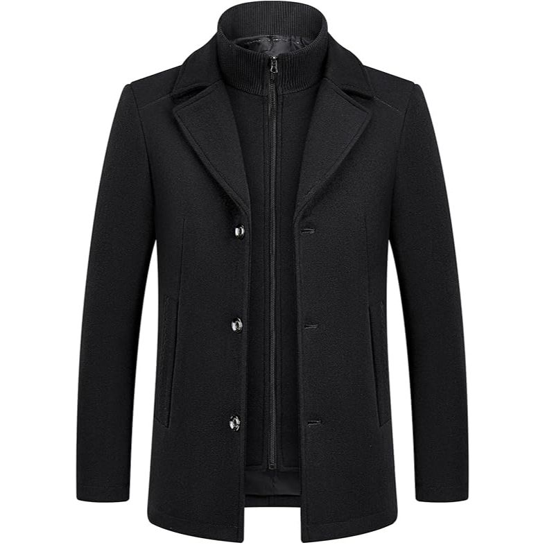 Men’s Solid Color Wool Blend Coat