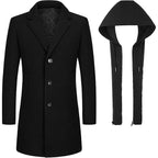 Men’s Wool Blend Coat with Detachable Hood