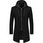 Men’s Wool Blend Coat with Detachable Hood