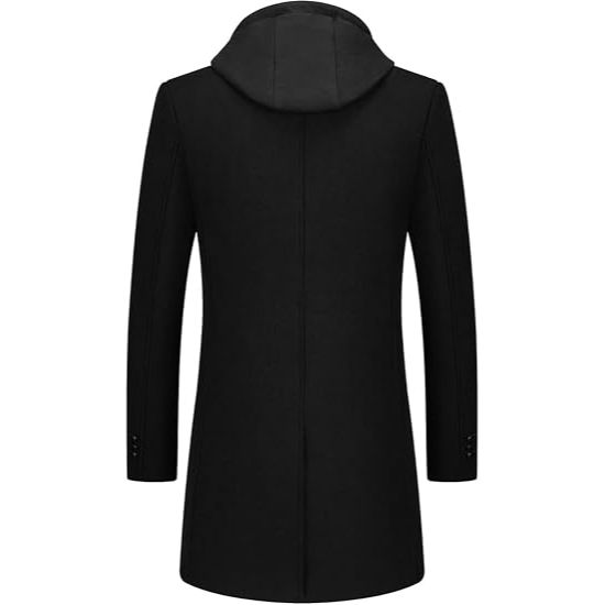 Men’s Wool Blend Coat with Detachable Hood