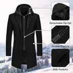 Men’s Wool Blend Coat with Detachable Hood