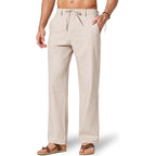 Men’s Cotton Linen Elastic Waist Casual Pants