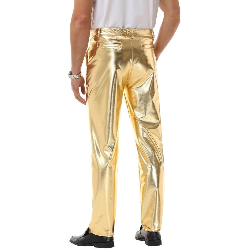Men’s Elastic Metallic Straight-Leg Party Pants