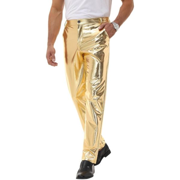 Men’s Elastic Metallic Straight-Leg Party Pants