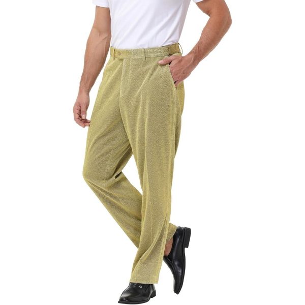 Men’s Shiny Metallic Straight-Leg Pants with Pockets