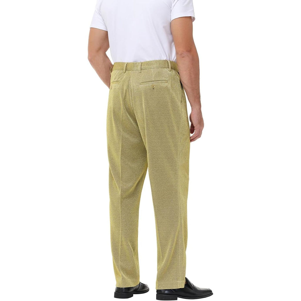 Men’s Shiny Metallic Straight-Leg Pants with Pockets