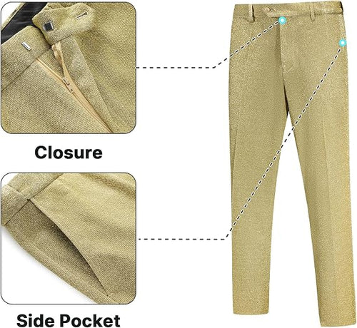 Men’s Shiny Metallic Straight-Leg Pants with Pockets